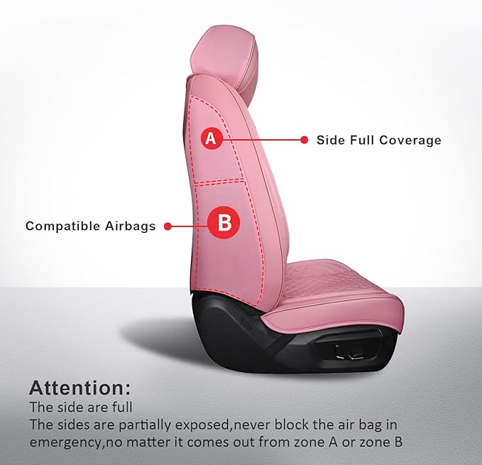 MIROZO Front Seat Covers Pink,2PCS Leather Seat Cover Full Coverage Car Seat Covers Automotive Seat Cover Protector Fit for C