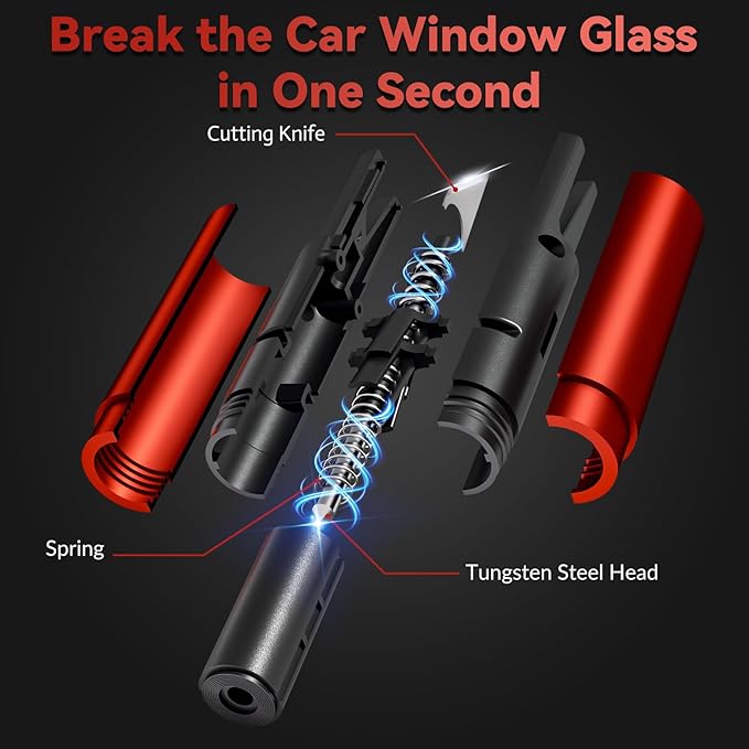4 Pack Emergency Window Breaker Seatbelt Cutter, Safety Hammer Glass Breaker and Seat Belt Cutter Under Water Escape Tool Saf