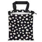 Car Trash Bag Large Hanging Can for Back of Seat, Cute Waterproof Car Garbage Bag for Vehicle, Travelling, Outdoor Cute White Black Flower
