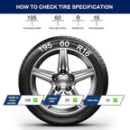 Snow Chains, Wear-Resistant High Carbon Steel Anti Slip Tire Chain for Passenger Cars, Pickups, and SUVs, Set of 2 (KN100)