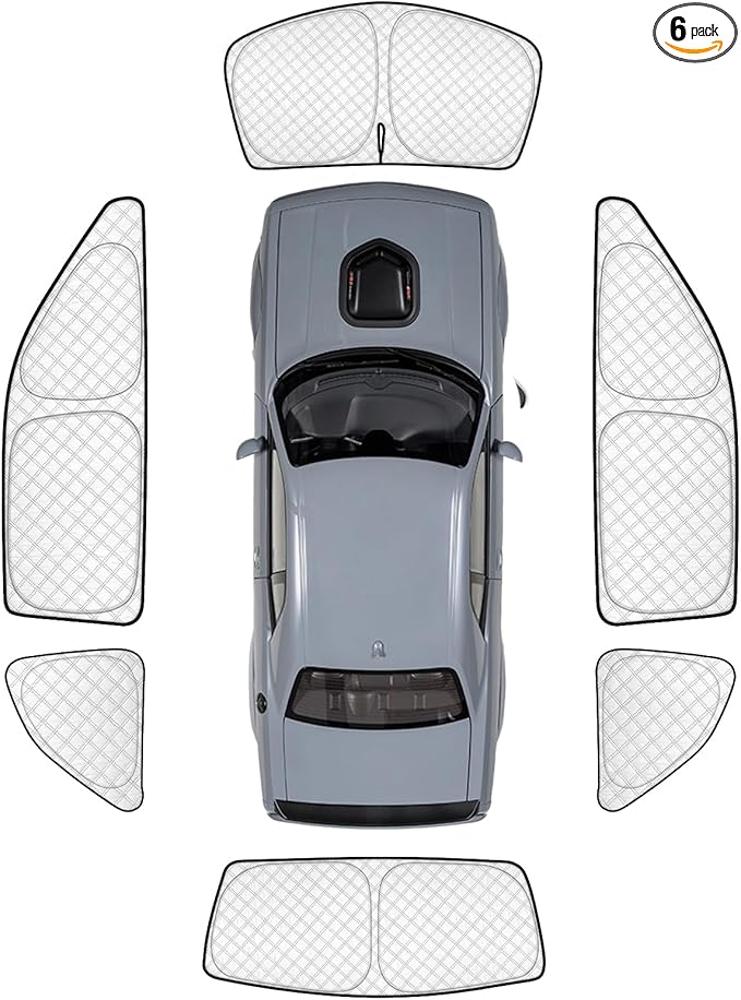 KMF 6pcs Thicken Full Sun Shades for Dodge Challenger 2015-2023 Accessories,Car Window Covers Sunshade for Windshield Side Rear, UV Block Visor Privacy for Car Camping with Storage Bag