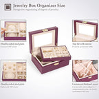 LANDICI Jewelry Organizer Box for Women Teen Girls,Large Jewelry Storage Case with Mirror,2 Layer Removable Stackable Tray,Le
