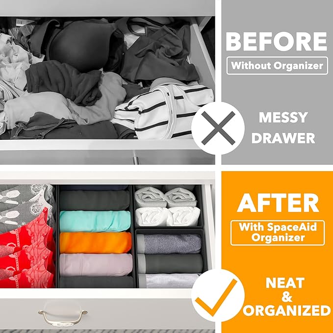 SpaceAid Drawer Organizer Clothes, 12 Pack Dresser Organizer Bins for Nursery, Closet Organization and Storage Dividers for C