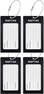 Luggage Tags Metal Suitcase Tags Travel Bag ID Identifier Luggage Tag (Black 4Pack)