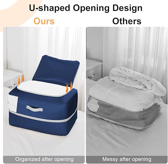 Comforter Storage Bag - 110L Large Capacity Blanket Storage Bags Ultra Space Saving Self Compression Organizer, Washable Comp