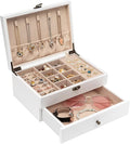 Pinzoveco Jewelry Box for Women, Rustic Wooden Jewelry Organizer Box for Storage Earrings Rings Necklace Bracelet, Farmhouse 