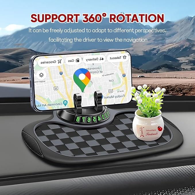 Wuyaoyao Multifunction Car Anti-Slip Mat Auto Phone Holder, PVC Car Dashboard Non-Slip Pad Phone Mount with Temporary Parking