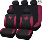 Flying Banner Butterfly car seat Covers ful Set Fashion Universal Lady Woman Female Rear Bench Split Colorized (Full Set - La