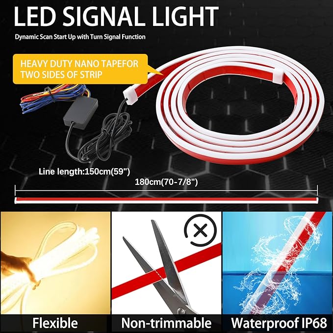 JMTBNO Car LED Hood Light Strip 59" RGB Exterior LED Strip Flexible 12V Multicolor Universal Engine Hood Cover Daytime Running Light Strip Waterproof Remote & APP for Car SUV Truck