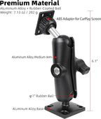 Car Mount for CarPlay Screen, Aluminum Alloy Medium Arm & Square Plate AMPS Base, Truck Vehicle Dashboard Mount for in-Car Monitors CarPlay Mounts