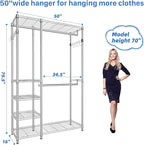Simple Trending Heavy Duty Clothing Rack Loads 450 LBS, Garment Racks with Adjustable Shelves for Hanging Clothes, Metal Ward