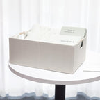 Fabric Storage Bin Box Foldable Cotton Linen Storage Basket with Wooden Handles Rectangular Cube Decorative Home Laundry Orga