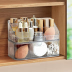 Medicine Cabinet Organizer 2 Tier, Stackable Bathroom Mirror Cabinet Storage，Small Makeup Organizers with 1 Drawer and 1 Tray
