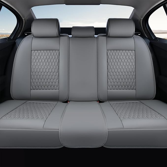 Coverado Rear Seat Covers, Leather Back Seat Cover for Car, Universal Waterproof Automotive Seat Cushion Protector for Most C