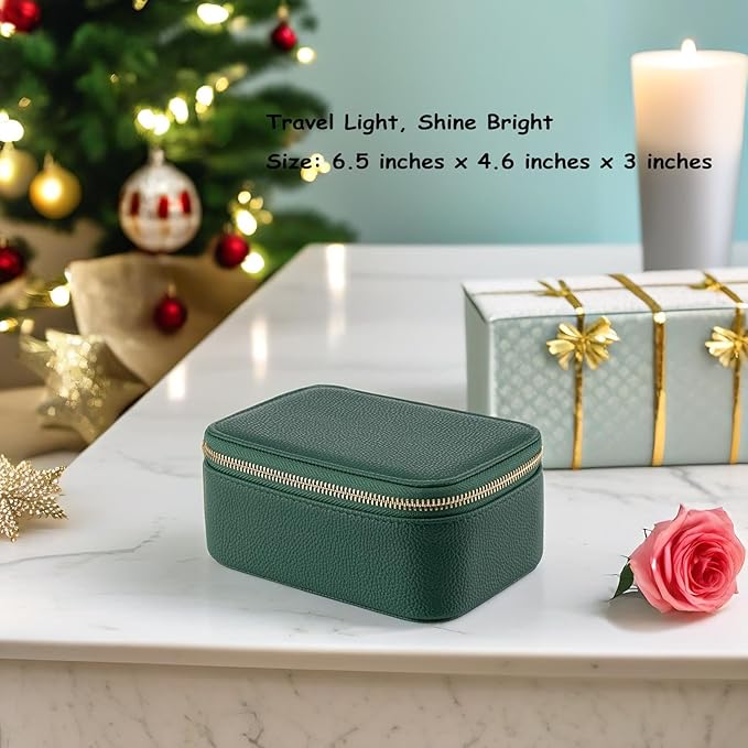 VLANDO Travel Jewelry Box Organizer – Portable PU Leather Jewelry Case with 6/8/12 Zippered Pouches, Compact Storage for Earr
