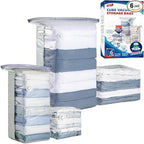 TAILI 6 Pack Vacuum Storage Bags, Cube Space Saver Bags Combo (3 Jumbo +3 Medium), Vacuum Seal Bags for Bedding, Clothing, Co