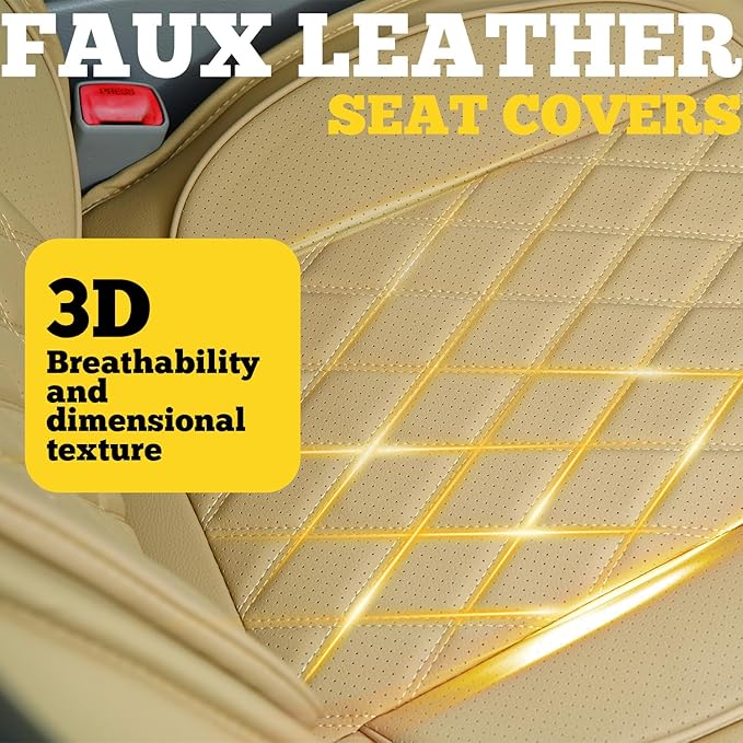 LINGVIDO Car Seat Covers for Front Seats (2 Seats) - Premium Perforated Nappa Leather,Waterproof Shield, Omni-Adapt Fit for S