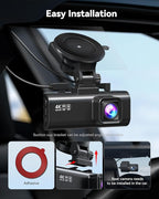 REDTIGER 4K Dash Cam Front Rear, STARVIS 2 Sensor, Free Card Included, 5.8GHz WiFi-20MB/s Fast Download, Dash Camera for Cars
