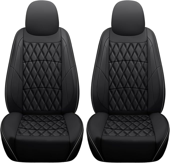 NS YOLO Leather Car Seat Covers,Universal Fit for Most Cars,SUVs and Sedans,Waterproof Luxury Leatherette Cushions, 2 Seats P