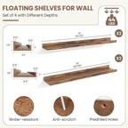 Fun Memories Picture Ledge Shelf, Floating Shelves Set of 4, 32 Inch Picture Shelves for Wall with Ledge, Large Nursery Book 
