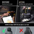 Coverado Backseat Car Organizer, Nappa Leather Car Seat Organizer with Touch Screen Tablet Holder, Foldable Food Tray, Kick Mats Protector, Multi Car Storage Accessories, Garbage Bag Holder-1 Pack