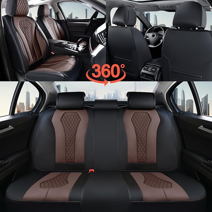 Coverado Car Seat Covers, Seat Covers Full Set, Coffee Car Seat Cover, Auto Seat Covers Front Seats Rear Seat Cover, Luxury C