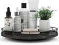 12" Oak Bathroom Vanity Tray Turntable for Perfume Candle, Round Wooden Decorative Tray for Kitchen Sink Countertop Organizer