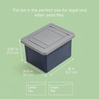 IRIS USA File Box Plastic File Organizer for Letter/Legal File, Document Box, Durable Storage Bin Tote with Secure Latching L