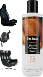 Hide Bracer Leather Cleaner and Conditioner 8 Fl oz | Cleans, Conditions, Protects | Prevents Drying, Cracking & UV Fading of