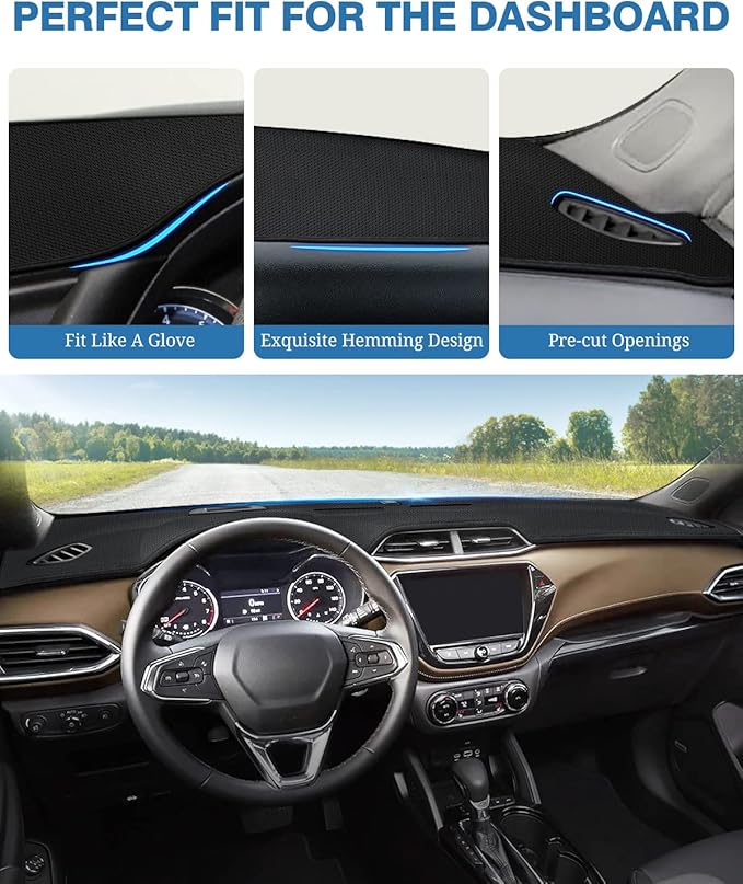 FIILINES Dash Cover for Chevrolet Trailblazer 2021-2025 LS/LT/RS/Activa, Dashboard Mat Cover Sunshade Nonslip Mesh Protector 