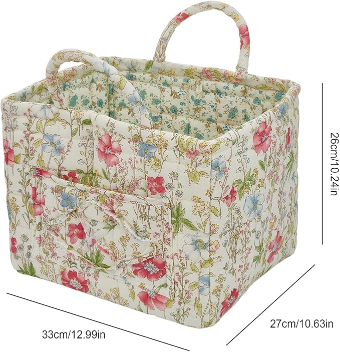 Boho Fabric Storage Basket, Large Capacity Laundry Basket, 12.2'' x 10.23'' x 10.23'' Collapsible Laundry Hamper with Easy Ca