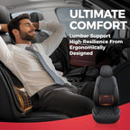 FREESOO Car Seat Covers Front Seats - Luxury Breathable Waterproof Faux Leather Car Seat Cover Protectors with Lumbar Support