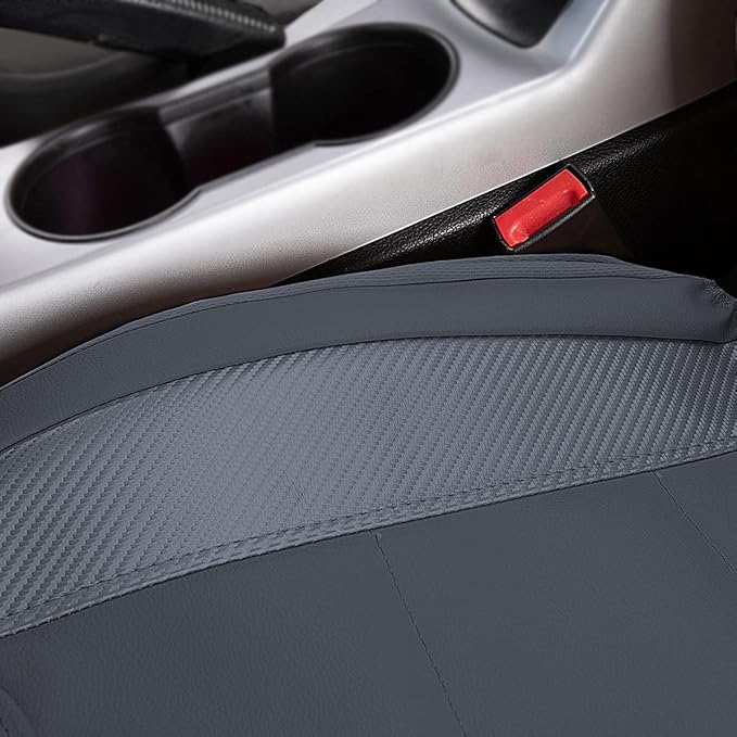 Flying Banner car seat Covers Protects Water Proof Faux Leather Carbon Fiber Front and Rear Bench Split 40/60 50/50 60/40(Gra