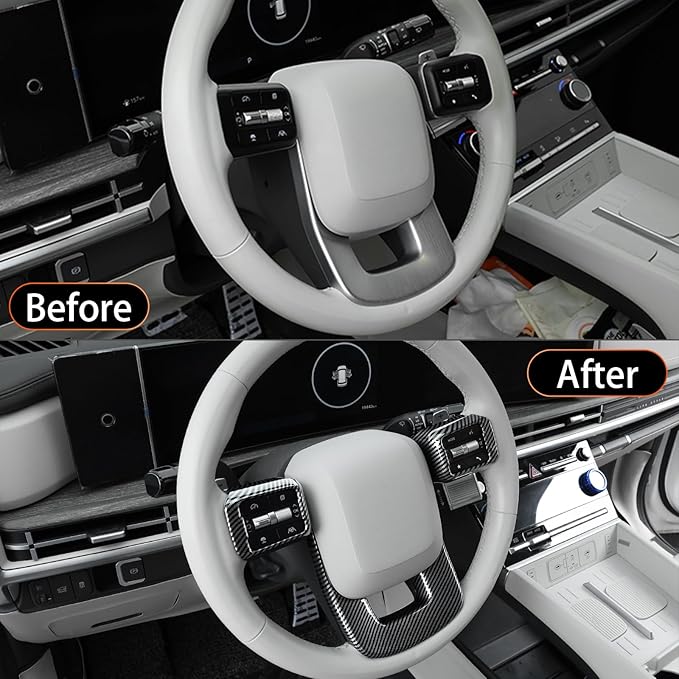 YOUTOOCAR Steering Wheel Cover Trim Compatible with Hyundai Santa Fe 2024-2026 Hyundai Palisade 2026 Hyundai IONIQ 9 Accessories (Carbon Fiber Pattern)