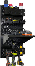 Wall Control Power Tool Storage Organizer Kit Cordless Drill Holder Charging Station Rack 16” x 32” Metal Pegboard Organizati