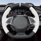 MEWANT Hand Stitched White Leather Steering Wheel Cover Wrap for Chevrolet Camaro 2017-2022 Steering Wheel Accessories for Chevrolet Camaro 2017-2022