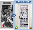 MISSLO 28 Large Pockets Over The Door Shoe Rack Hanging Shoe Organizer for Closet Door Shoe Storage Holder Mesh Hanger, White