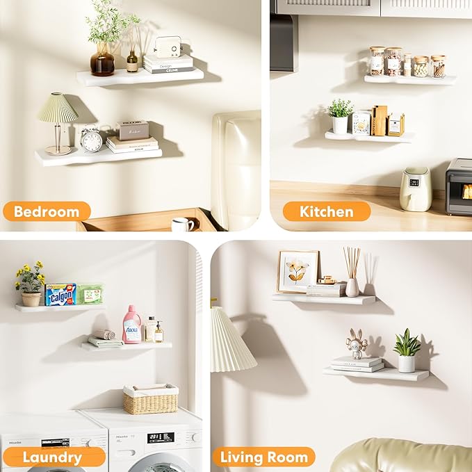 Floating Shelves for Wall Rustic Farmhouse 24 Inch Floating Shelf Bathroom Wooden Shelves for Wall Mounted Live Edge Pine She