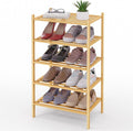 Smiry Small Bamboo Shoe Rack 5-Tier, Stackable Wooden Shoe Organizer for Entryway & Closet, Free Standing Wood Shoe Storage S