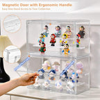 Freebat Clear Acrylic Display Case for Collectibles - 3-Tier Adjustable Figure Display with Magnetic Door & Removable Shelves