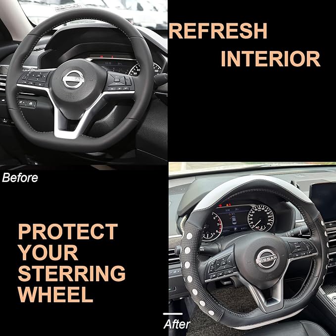 PINCTROT D Shaped Race Grip Steering Wheel Cover, Anti Slip Silicone Perforated Design with Soft Touch Padding, Enhanced Grip for Sporty Driving Flat Bottom 14.5-15 Inch (Racing White)