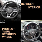 PINCTROT D Shaped Race Grip Steering Wheel Cover, Anti Slip Silicone Perforated Design with Soft Touch Padding, Enhanced Grip for Sporty Driving Flat Bottom 14.5-15 Inch (Racing White)