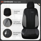 Coverado Automotive Seat Cover Full Set, Front and Rear Seat Covers, Waterproof Leather Seat Covers 5 Seats, Luxury Car Seat 
