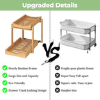 Bamboo Under Sink Organizer and Storage, 1 Pack Pull Out Cabinet Organization, 2 Tier Vertical Slide Out Undersink Storage Sh