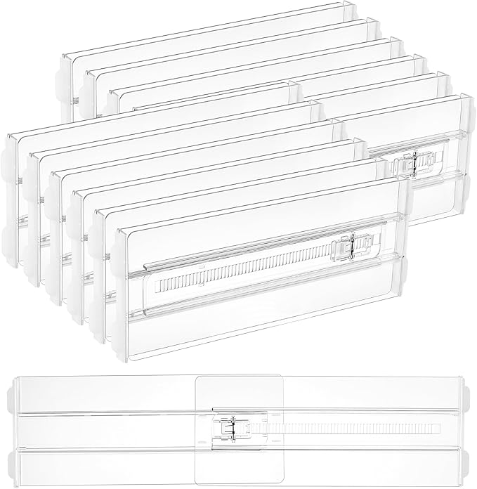 Vtopmart 12 Pack Drawer Dividers for Clothes, 4" High 10.2"-16.5" Adjustable Expandable Dresser Drawer Organizer, Clear Plast