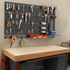 TORACK Metal Pegboard Wall Organizer System for Garage, 109PCS Kit with Pegboard Bins, Hooks, Peg Locks, Black Steel