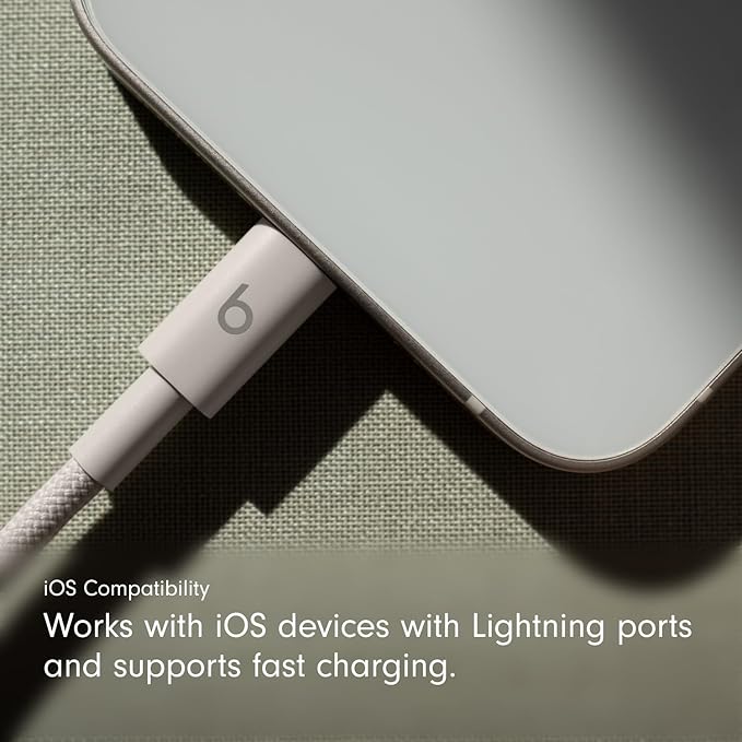 Beats USB-C to Lightning Woven Cable Fast Charging Durable/Tangle-Free Compatible Charger for Apple Devices w Lightning Ports
