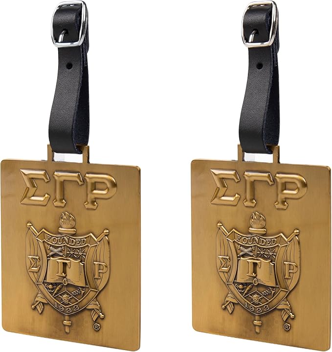 Sigma Gamma Rho Sorority Paraphernalia - Official Vendor - Luggage Tags - Set of 2 - Greek Letters and Shield