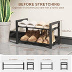 2-Tier Expandable Shoe Rack,Adjustable Shoe Shelf Storage Organizer Heavy Duty Metal Free Standing Shoe Rack for Entryway Clo