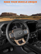Savadicar Wood Grain Interior Accessories - Steering Wheel Trim Cover for Ford F150 (2021-present) - Premium Texture Interior Decor Upgrade Option, 1 PC